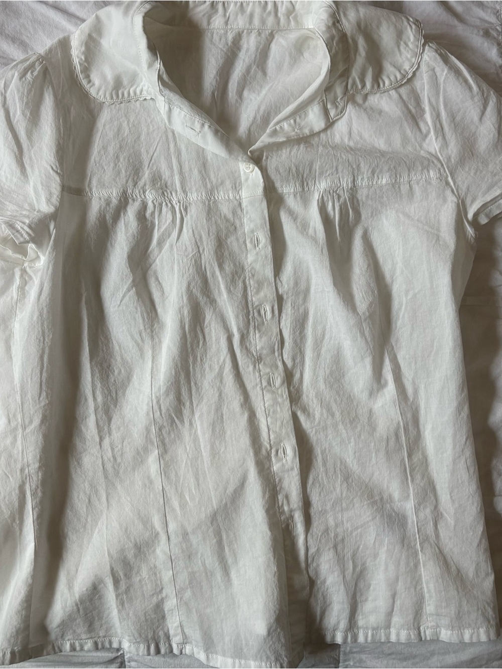 Brandy Melville White Button-Down Short Sleeve Shirt
